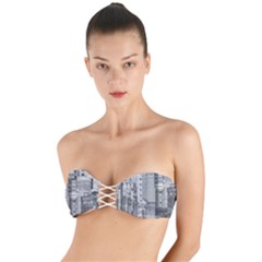 Aerial View Montevideo Uruguay Twist Bandeau Bikini Top by dflcprintsclothing