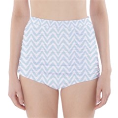Chevrons Bleu Clair/blanc High-waisted Bikini Bottoms by kcreatif