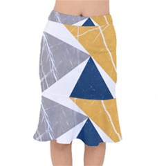 Abstrait Triangles Jaune/bleu/gris Short Mermaid Skirt by kcreatif