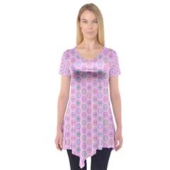 Hexagonal Pattern Unidirectional Short Sleeve Tunic  by Dutashop