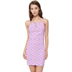 Hexagonal Pattern Unidirectional Summer Tie Front Dress by Dutashop