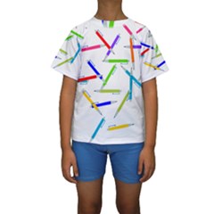 Pen Pencil Color Write Tool Kids  Short Sleeve Swimwear by Dutashop