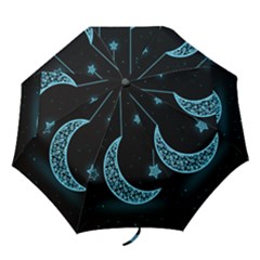 Moon Star Neon Wallpaper Folding Umbrellas by Dutashop