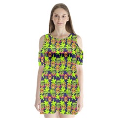 Smiley Background Smiley Grunge Shoulder Cutout Velvet One Piece by Dutashop