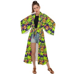 Smiley Background Smiley Grunge Maxi Kimono by Dutashop