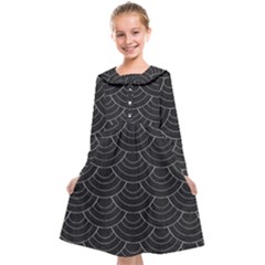 Black Sashiko Pattern Kids  Midi Sailor Dress by goljakoff