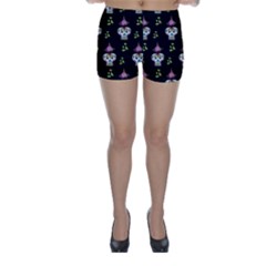 Skull Pattern Skinny Shorts by Sparkle