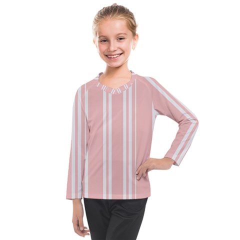 Bandes Blanc/rose Clair Kids  Long Mesh Tee by kcreatif