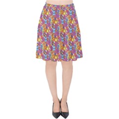 Groovy Floral Pattern Velvet High Waist Skirt by designsbymallika