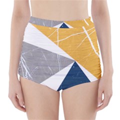 Pattern Abstrait Effet Bleu/jaune High-waisted Bikini Bottoms by kcreatif