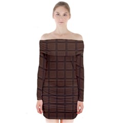Chocolate Long Sleeve Off Shoulder Dress by goljakoff