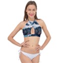 Blue whale in the clouds Cross Front Halter Bikini Top View1