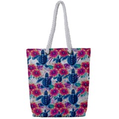 Tropical Flowers Turtles Cbdoilprincess 9a8efa63-1b6b-4226-a85c-858859e581d8 Full Print Rope Handle Tote (small) by CBDOilPrincess1