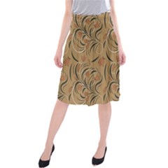 Folk Floral Pattern  Abstract Flowers Print  Seamless Pattern Midi Beach Skirt by Eskimos
