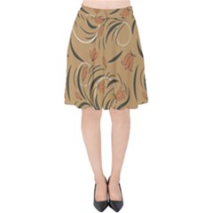 Folk Floral Pattern  Abstract Flowers Print  Seamless Pattern Velvet High Waist Skirt by Eskimos