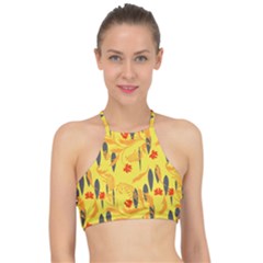 Folk Floral Pattern  Abstract Flowers Print  Seamless Pattern Racer Front Bikini Top by Eskimos