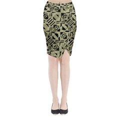 Linear Geometric Print Pattern Mosaic 2 Midi Wrap Pencil Skirt by dflcprintsclothing