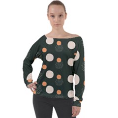 Black Peach White  Off Shoulder Long Sleeve Velour Top by Sobalvarro