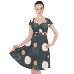 Black Peach White  Cap Sleeve Midi Dress by Sobalvarro