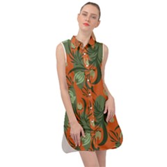 Folk Floral Pattern  Abstract Flowers Surface Design  Seamless Pattern Sleeveless Shirt Dress by Eskimos