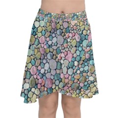 Multicolored Watercolor Stones Chiffon Wrap Front Skirt by SychEva