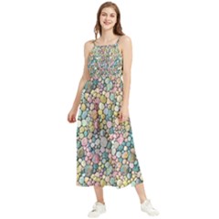 Multicolored Watercolor Stones Boho Sleeveless Summer Dress by SychEva