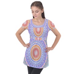 Pretty Pastel Boho Hippie Mandala Puff Sleeve Tunic Top by CrypticFragmentsDesign
