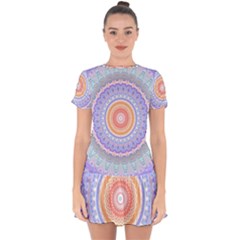 Pretty Pastel Boho Hippie Mandala Drop Hem Mini Chiffon Dress by CrypticFragmentsDesign