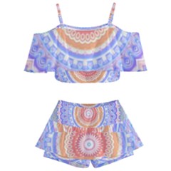 Pretty Pastel Boho Hippie Mandala Kids  Off Shoulder Skirt Bikini by CrypticFragmentsDesign