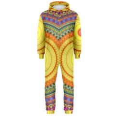 Neon Calliope Kaleidoscope Mandala Hooded Jumpsuit (men)  by CrypticFragmentsDesign