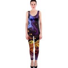 Nebula Starry Night Skies Abstract Art One Piece Catsuit by CrypticFragmentsDesign