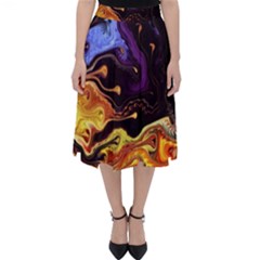 Nebula Starry Night Skies Abstract Art Classic Midi Skirt by CrypticFragmentsDesign