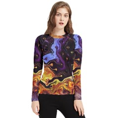 Nebula Starry Night Skies Abstract Art Women s Long Sleeve Rash Guard by CrypticFragmentsDesign