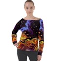 Nebula Starry Night Skies Abstract Art Off Shoulder Long Sleeve Velour Top View1