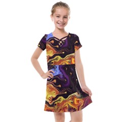 Nebula Starry Night Skies Abstract Art Kids  Cross Web Dress by CrypticFragmentsDesign