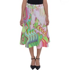 Boho Hippie Trippy Psychedelic Abstract Hot Pink Lime Green Perfect Length Midi Skirt by CrypticFragmentsDesign