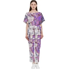 Blooming Lilacs Spring Garden Abstract Batwing Lightweight Jumpsuit by CrypticFragmentsDesign