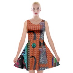 Cats Velvet Skater Dress by LW41021
