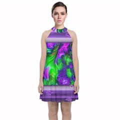 Feathery Winds Velvet Halter Neckline Dress  by LW41021