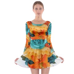 Spring Flowers Long Sleeve Skater Dress by LW41021