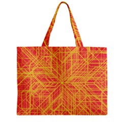 Orange/yellow Line Pattern Zipper Mini Tote Bag by LyleHatchDesign