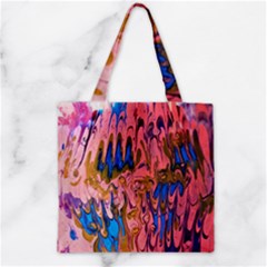 Painted Ornate, Marbling Art Zipper Grocery Tote Bag by kaleidomarblingart