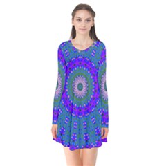 Bluebelle Long Sleeve V-neck Flare Dress by LW323