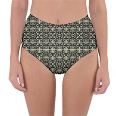 Geometric Textured Ethnic Pattern 1 Reversible High-waist Bikini Bottoms by dflcprintsclothing