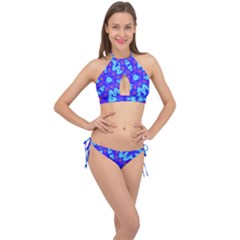 Blueberry Cross Front Halter Bikini Set by LW323