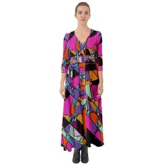 Abstract 2 Button Up Boho Maxi Dress by LW323