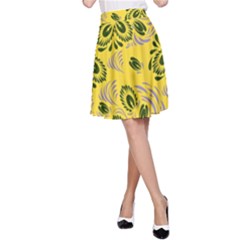 Folk Floral Pattern  Abstract Flowers Surface Design  Seamless Pattern A-line Skirt by Eskimos