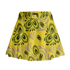 Folk Floral Pattern  Abstract Flowers Surface Design  Seamless Pattern Mini Flare Skirt by Eskimos