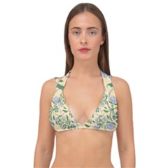 Folk Floral Pattern  Abstract Flowers Surface Design  Seamless Pattern Double Strap Halter Bikini Top by Eskimos