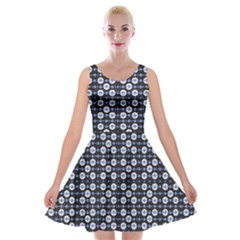 Modern Ornate Striped Pattern Velvet Skater Dress by dflcprintsclothing